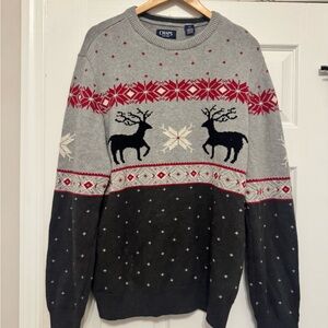 vtg POLO Chaps Ralph Lauren  Large Fair Isle Winter Sweater Reindeer
